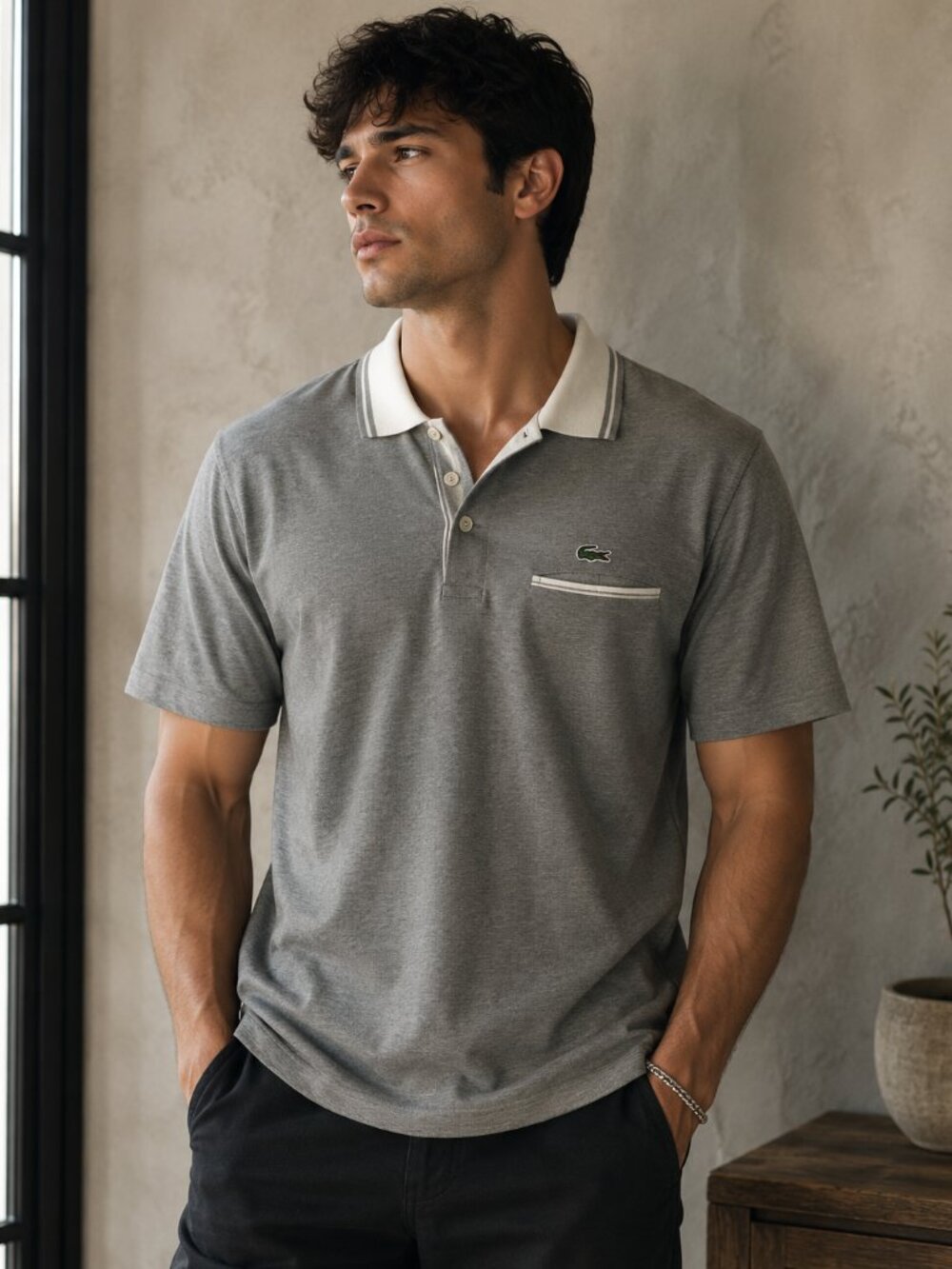 Lacoste Men's Gray Polo Shirt